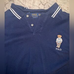 Ralph Lauren Navy Blue Polo Shirt with Bear Embroidery